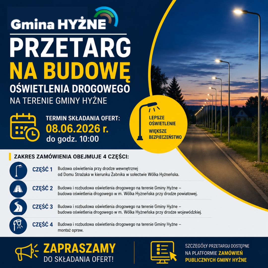 PRZETARG NA BUDOWĘ OŚWIETLENIA DROGOWEGO